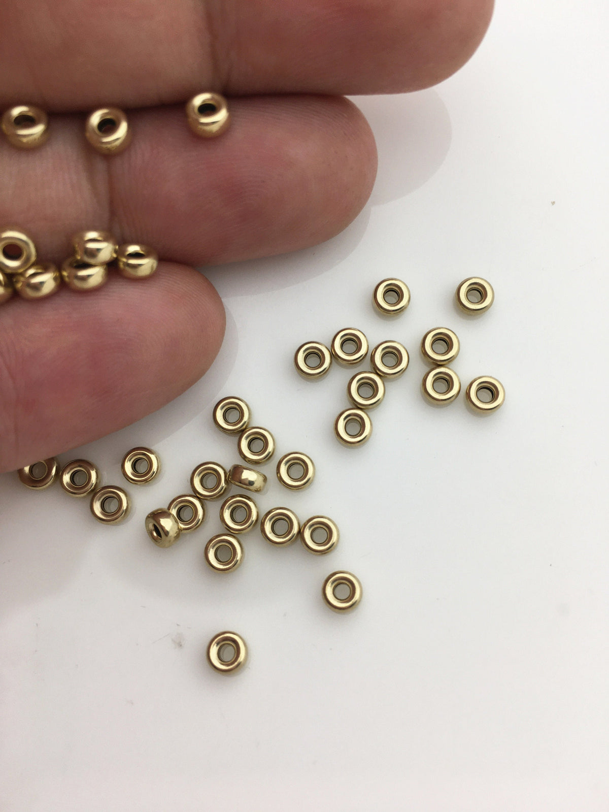 10pcs 4mmx2mm 14k goldfilled Yellow Gold Round Spacer Rondelle Beads, 1.3mm hole, AGF-OTH-1