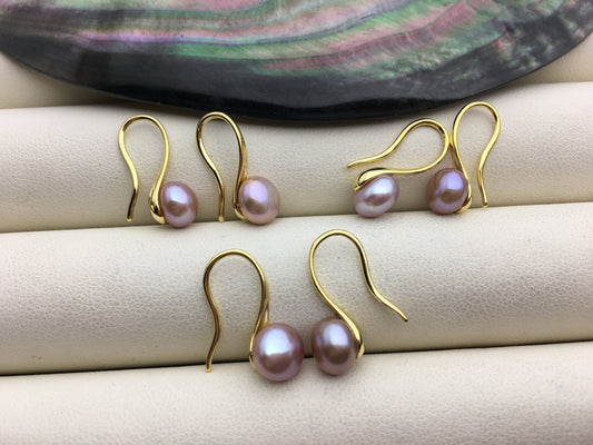 3 pairs purple High-heeled pearl dangle earrings,AAA 6-7mm pearl,button round pearl earrings for women,SE3-T33