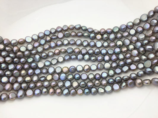 AAA 7-8mm gray nugget freshwater pearls,irregular nugget freshwater pearl strand,LM7-T8