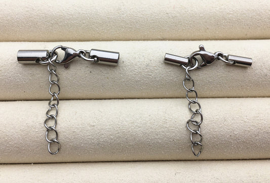 5pcs 2.2mm 3.2mm hole round leather cord bracelet necklace lobster clasp, stainless steel necklace bracelet clasp, AAL-002