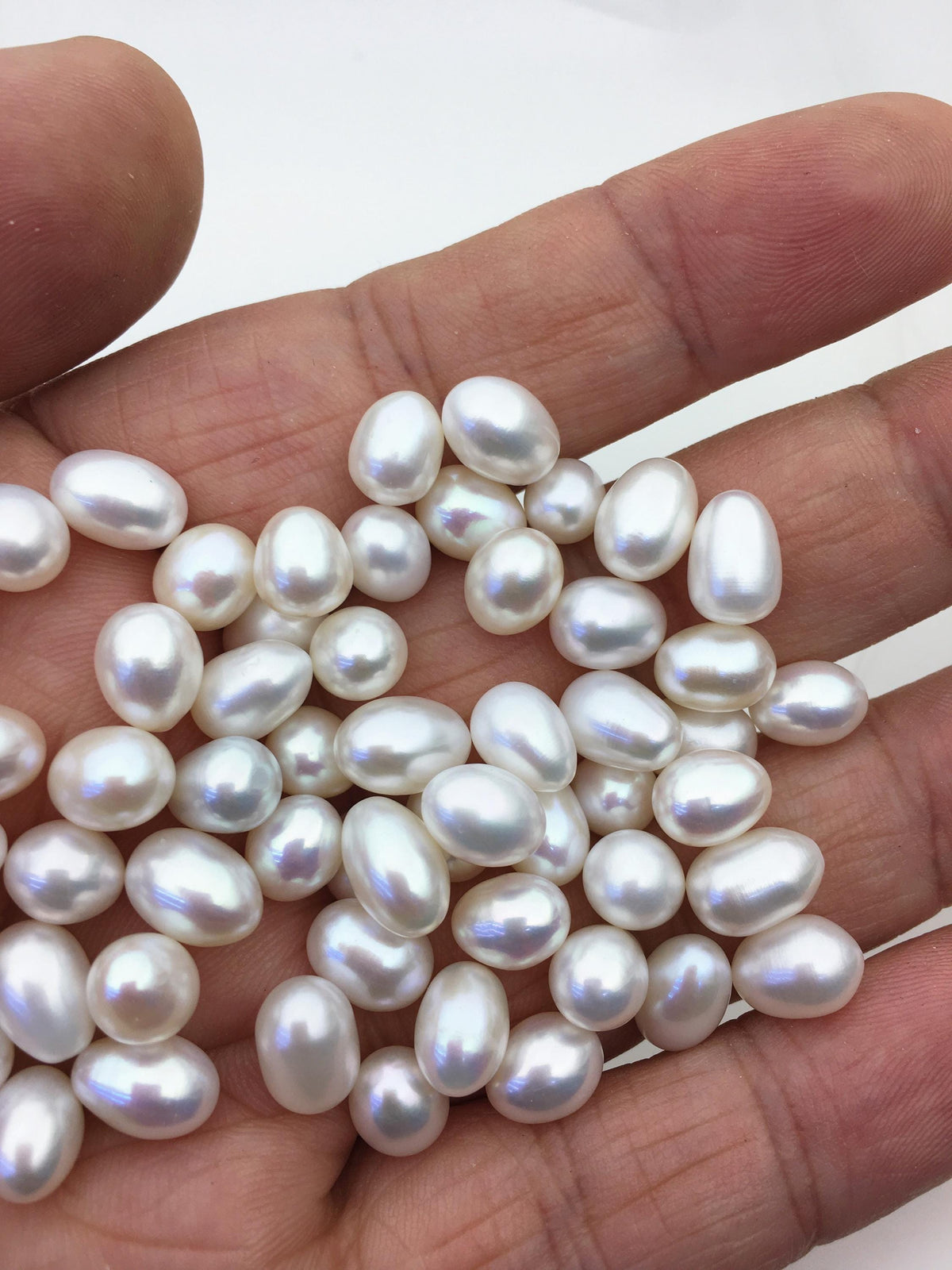 20pcs AAA 6.5-7.3mm*8-9.5mm white rice pearl for Oyster, for wish pearl oyster, for pearl vacuum-packed oysters, no hole, LR7-3A-1