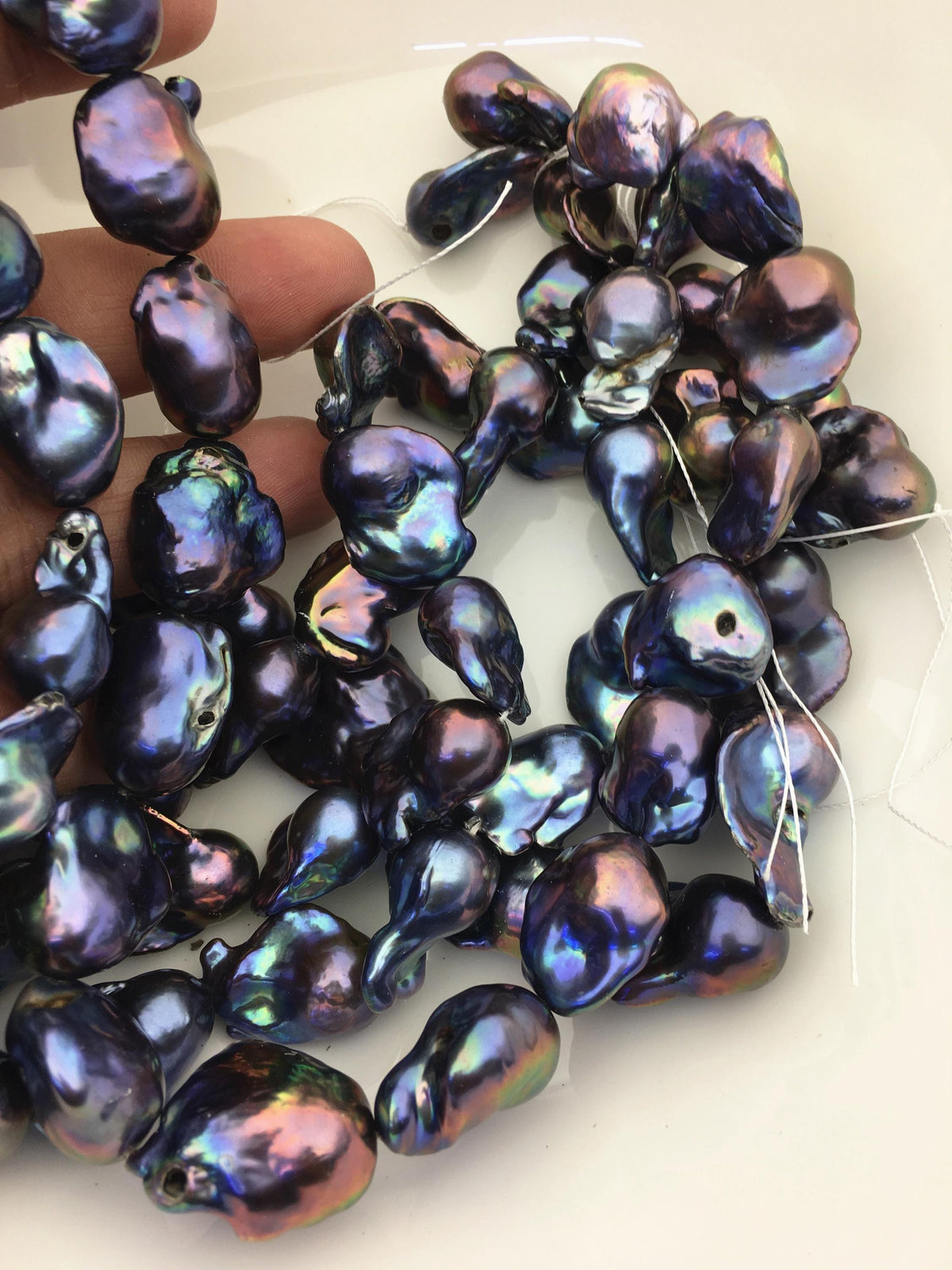 15.5'' AA 13-17mm Green Black Rainbow flame ball pearl,FL15-2A-5-42
