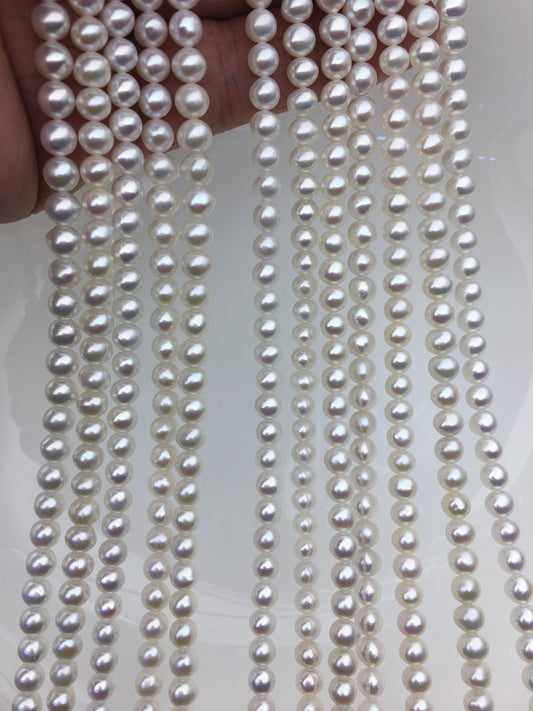 AAA 5-5.5mm white near round freshwater pearls,white freshwater round loose pearl wholesale,tiny pearl supply,RP5-3A-6