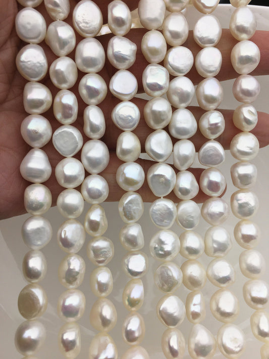 AAA 10.4-11.4mm White nugget freshwater pearls,baroque pearl strand freshwater pearls,pearl strand,LM11-3A-8