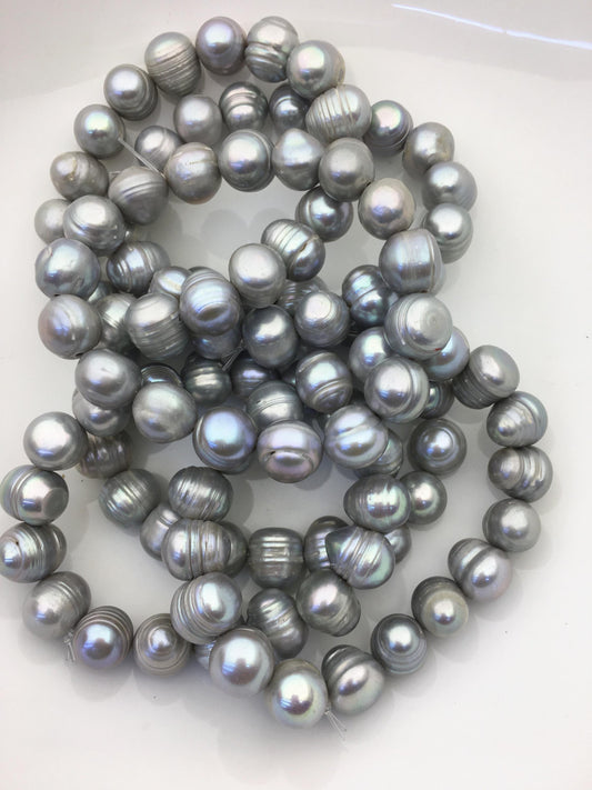 1pc 7 inches 11mm Gray Freshwater pearl Elastic string Bracelet,B8-013
