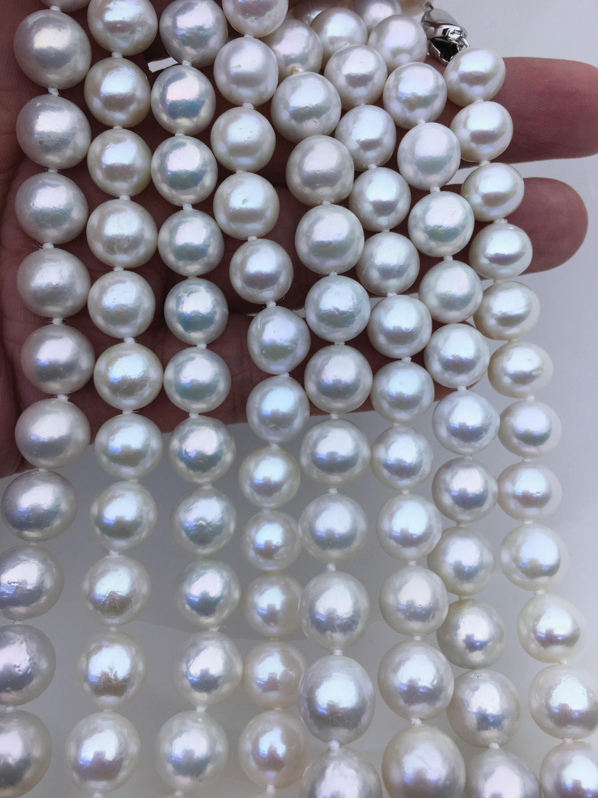 17.5'' AA+ 10-12mm white near round edison freshwater pearl necklace,NPN1-T30-9