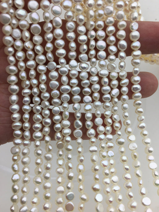 AAA+ 4.5-5.5x5-6mm Tiny white nugget freshwater pearls,irregular nugget freshwater pearl strand,LM4-3A-2