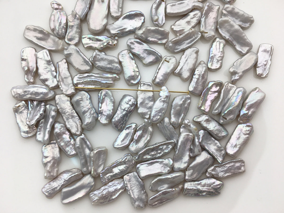 20pcs AA+ 6-7.5mm Gray Thin Biwa keshi Freshwater Pearl,top two-eight drill,ZS-129-1