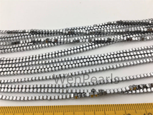 Hematite silver Gray,2mmx2mm cube square Beads,AAA, 15.5 inches,G50-CU22-006-4