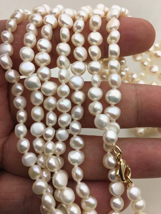1pc AAA 17+2'' 5-5.5mm White Nugget Pearl necklace,pearl necklace, NPN1-012