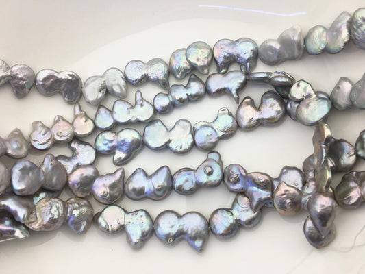 16'' AA+ 12-15mm Gray Big Coin freshwater pearls,diy bead,flat round pearl bead,COIN12-2A-2-7