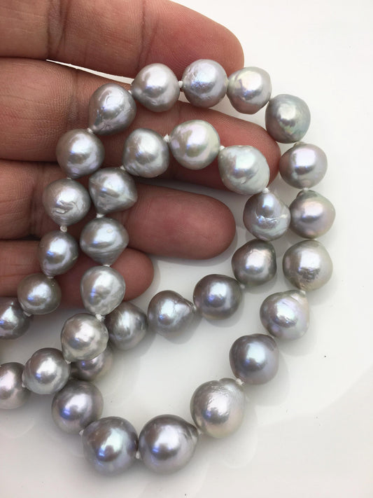 17.5‘’ AA+ 10-12mm gray drop edison freshwater Pearl necklace,genuine freshwater Pearl necklace,NPN1-134