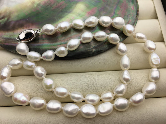 AA+ 17.8'' 8mm White Nugget Pearl necklace,pearl necklace, NPN1-009