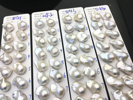 1 pair AAA 14-17x20-25mm White Flameball Pearl Pairs - 0.9mm top half hole - large Baroque freshwater pearl pairs, FL15-3A-8-36