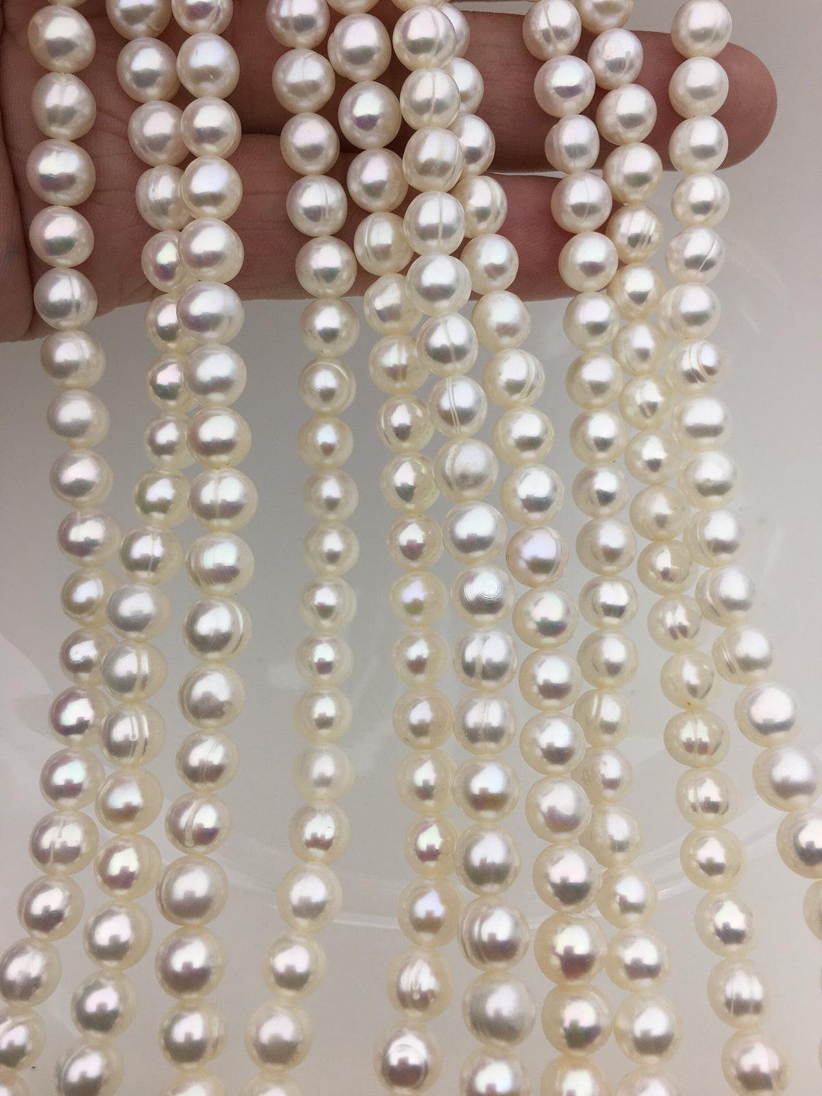 AA 6.4-7.4mm white near round freshwater pearls,RP7-2A-5