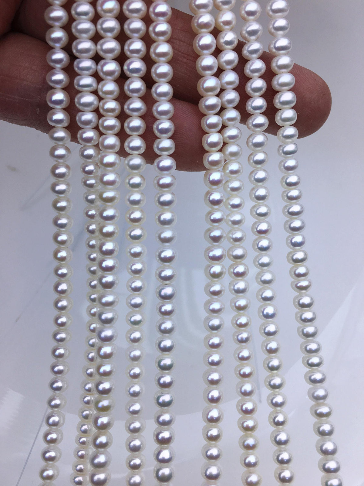 AAA 4-4.5mm tiny White button round freshwater pearls, Rondelle pearl Beads, white freshwater pearl, loose strands, SM4-3A-43