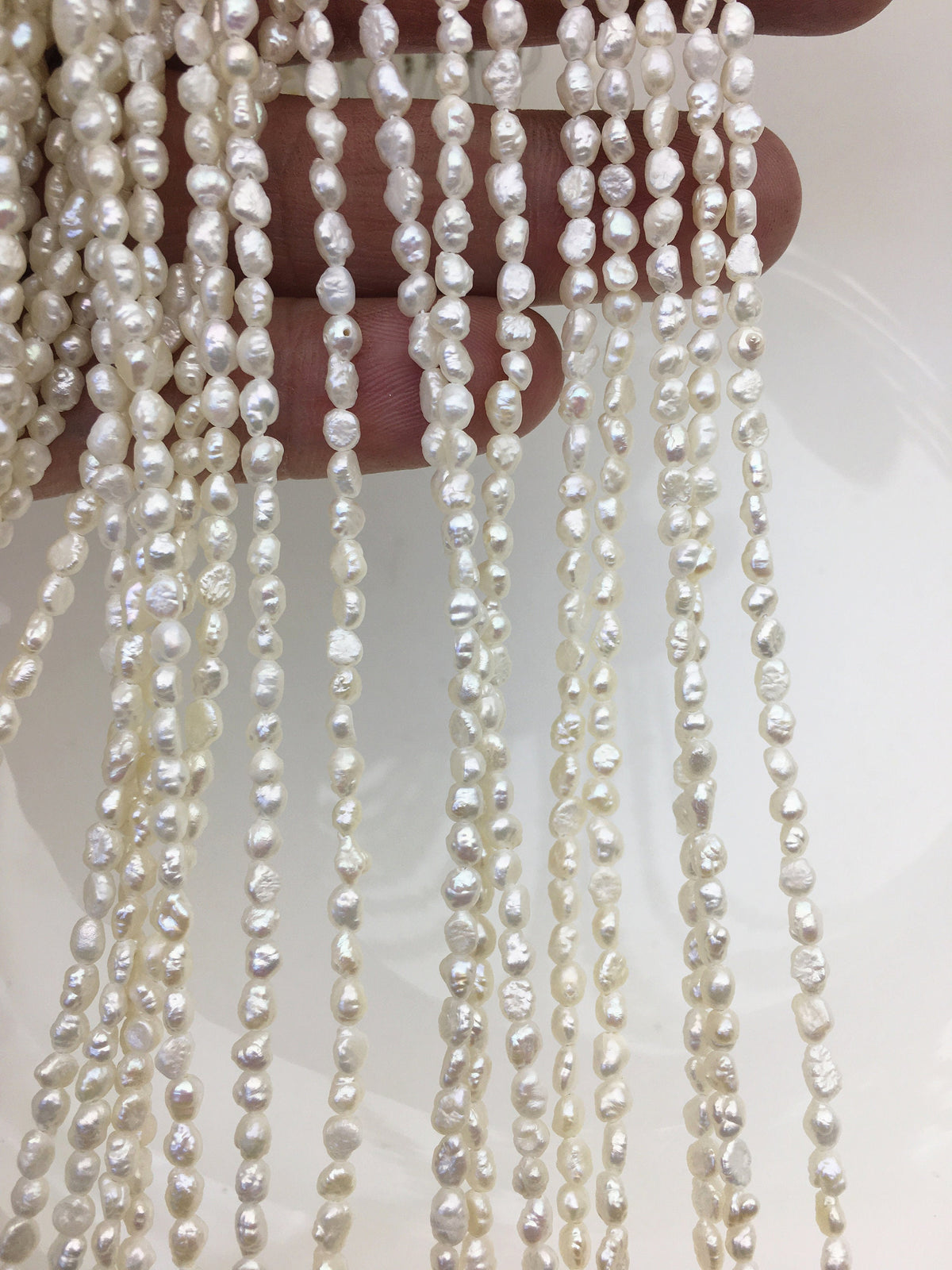 14'' AA 3-3.5mm Tiny white nugget freshwater pearls,irregular nugget freshwater pearl strand,LM3-3A-4