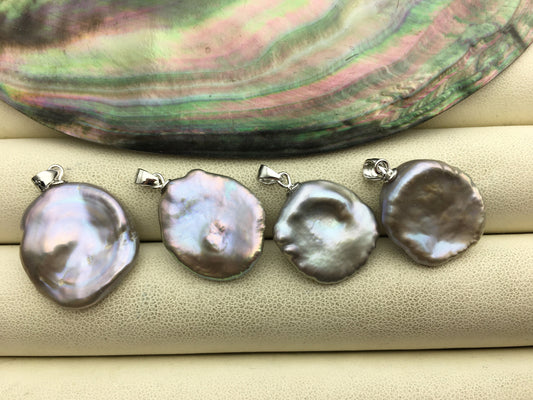 1pc AAA 17-19mm Big Gray keshi pearl pendant necklace,S925 Sterling silver pendant,NC1-007