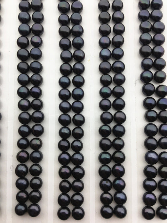 10 pairs AAA 4-4.5mm black button round pearls pairs,loose pearls,BTN4-4A-4