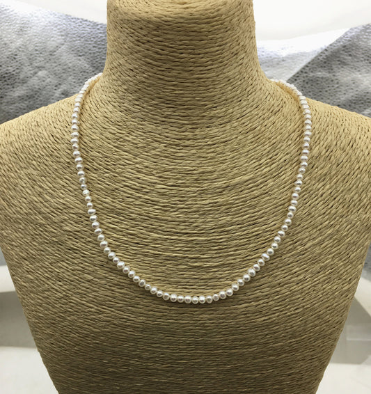 16+2'' AAA 2.5-3mm tiny white potato freshwater Pearl necklace, genuine freshwater Pearl necklace, Natural Pearl Necklace, NPN1-058