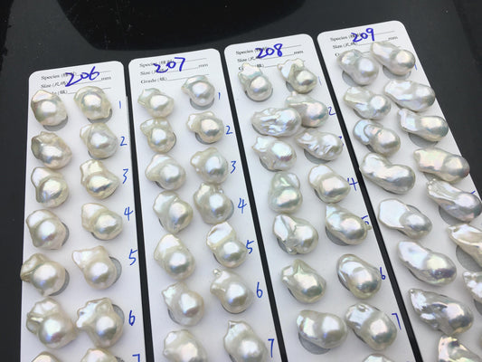 AAA 13-15x18-22mm White Flame ball Pearl Pairs - large Baroque freshwater pearl pairs,top half hole,FL15-3A-8-79