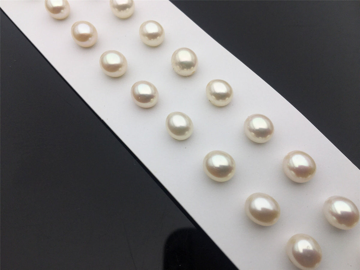 2 pairs AAA 6.3-7mm white rice freshwater pearls pairs, oval pearl earrings, tear drop pearl earrings, for dangle pearl earrings, LR6-3A-9