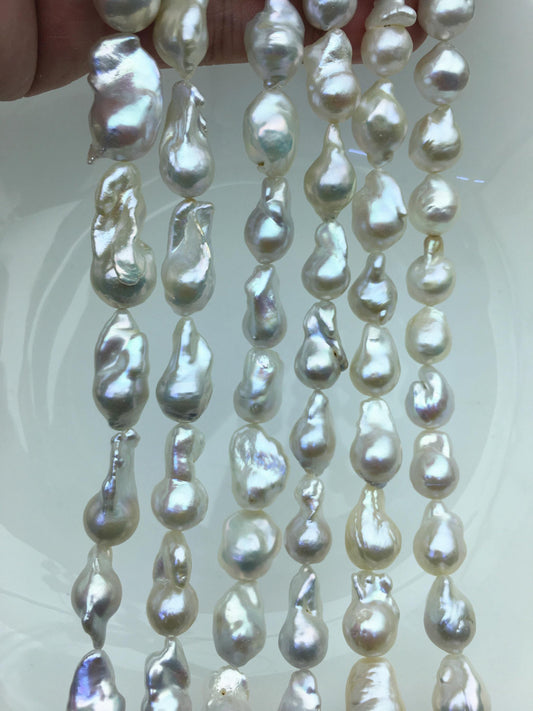 15.5'' AAA 9-11mm White flame ball pearl,FL15-3A-7-37