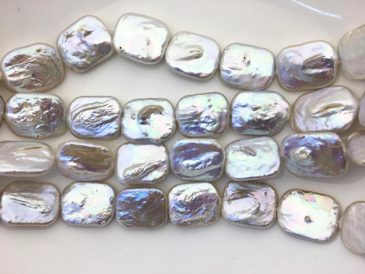 AA+ 19-21x25mm White Huge Rectangle Freshwater Pearl,wholesale Full Strand,ZS-119-5