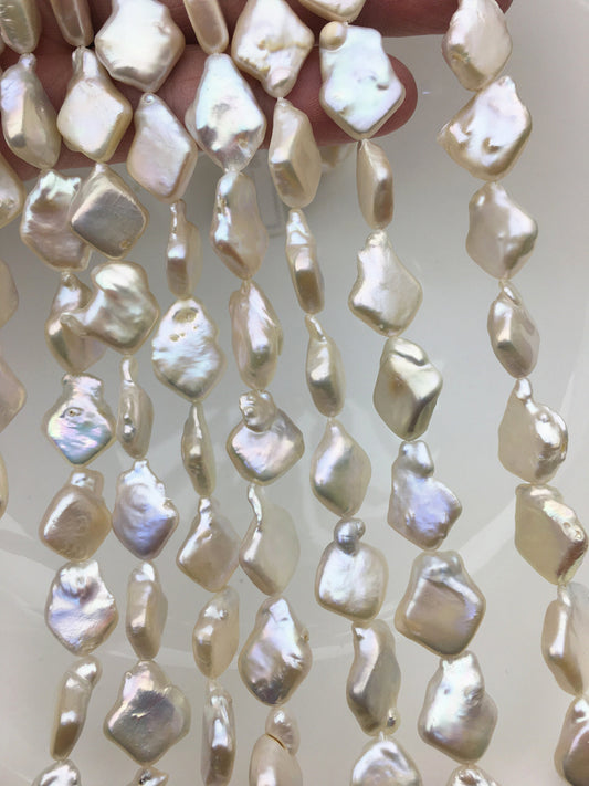 AA 13-14mm white square Shape Freshwater Pearl,ZS-113-4