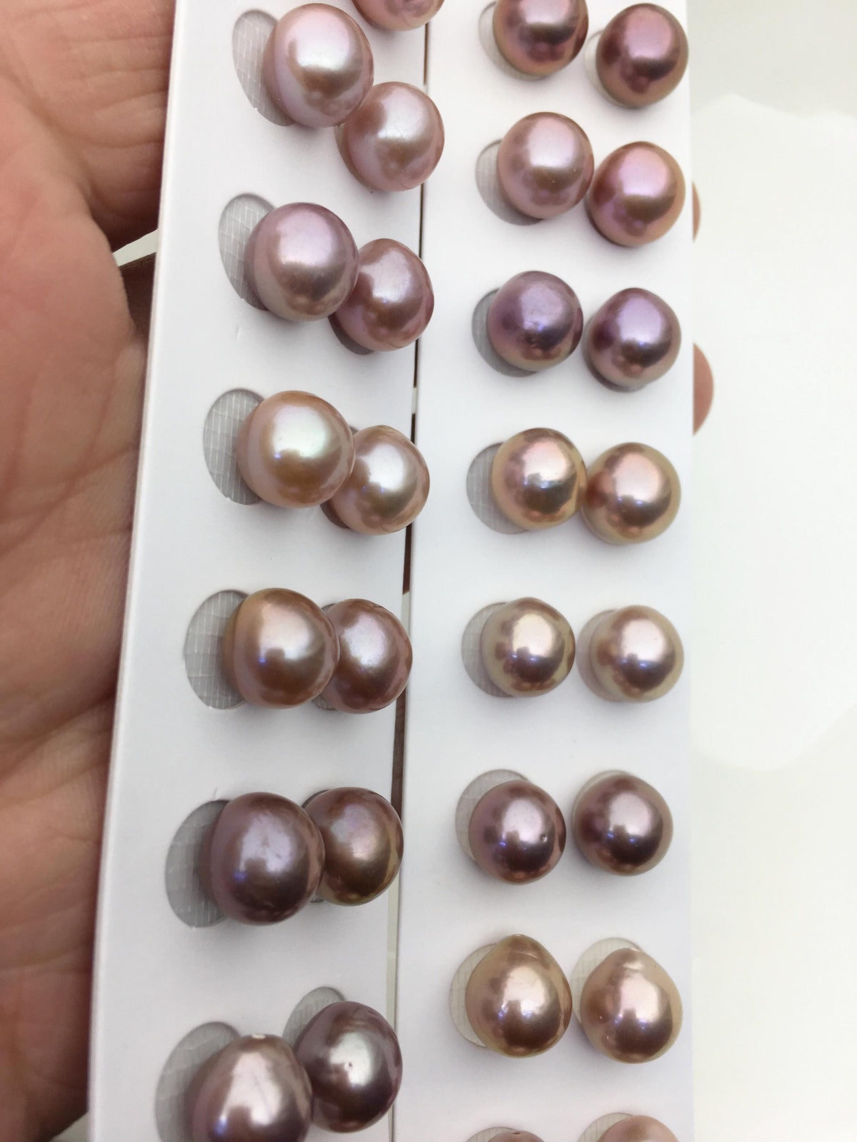 2 pairs AAA 10-11mm purple rice freshwater pearls,half hole,LR10-T8
