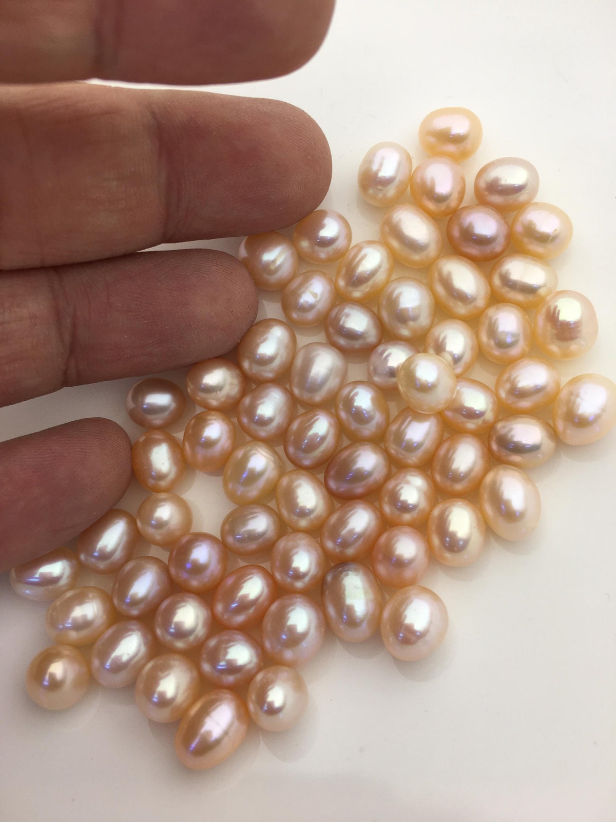20pcs AAA 7.3-8.3mm*8.5-9.5mm Pink orange rice pearl for Oyster, for wish pearl oyster, for pearl vacuum-packed oysters, LR7-3A-2