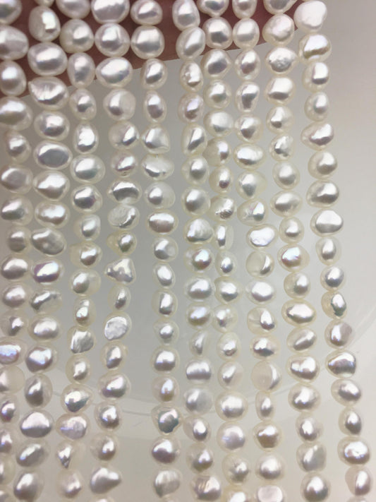 AAA 6-6.5mm white nugget freshwater pearls,3A baroque pearl,irregular nugget freshwater pearl strand,LM6-3A-3