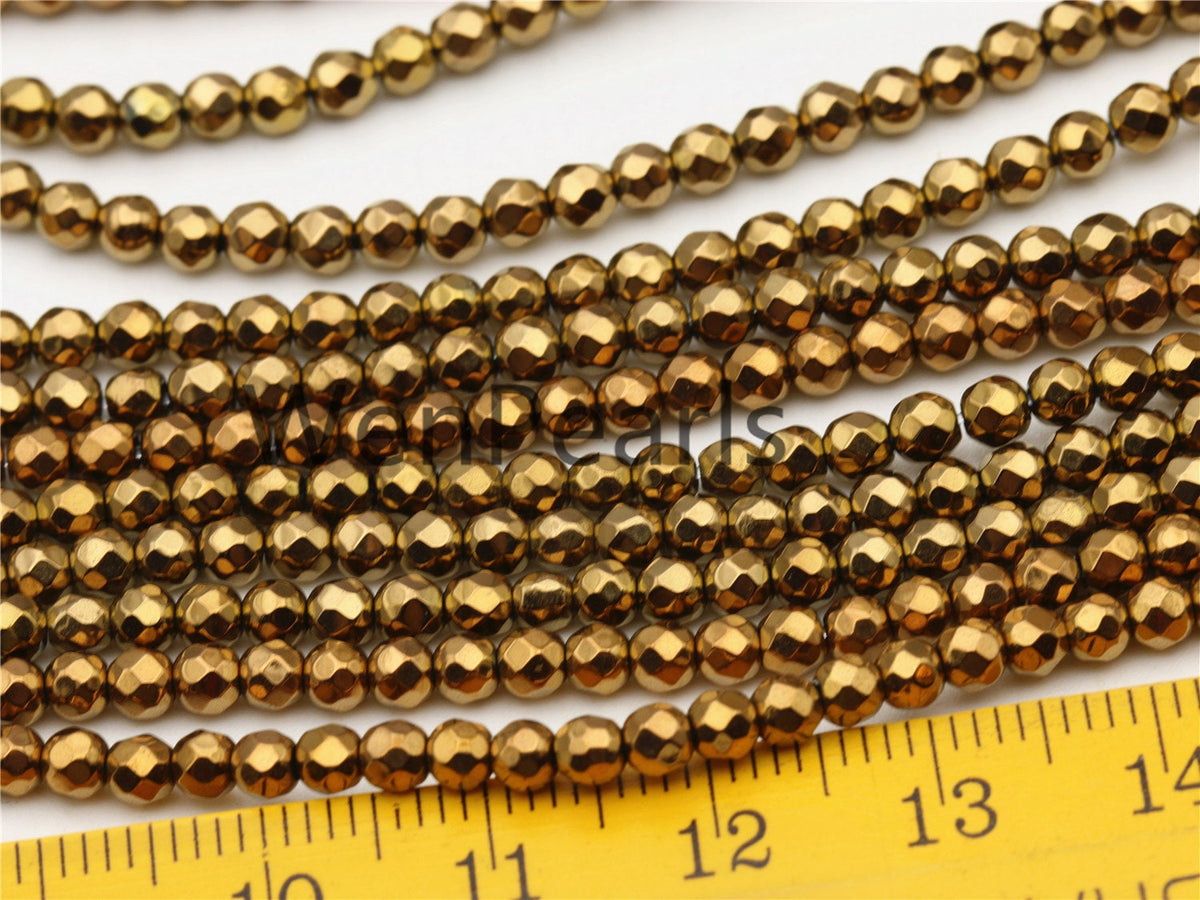Hematite Brown,3mm Faceted Round,AAA Quality,130pcs,15.5 inches,G50-R3-007
