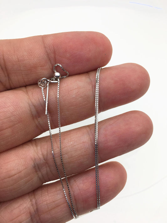 18'' Adjust s925 Sterling Silver 0.6mm Box chain Necklace With adjust Clasp,ASL-NC-6