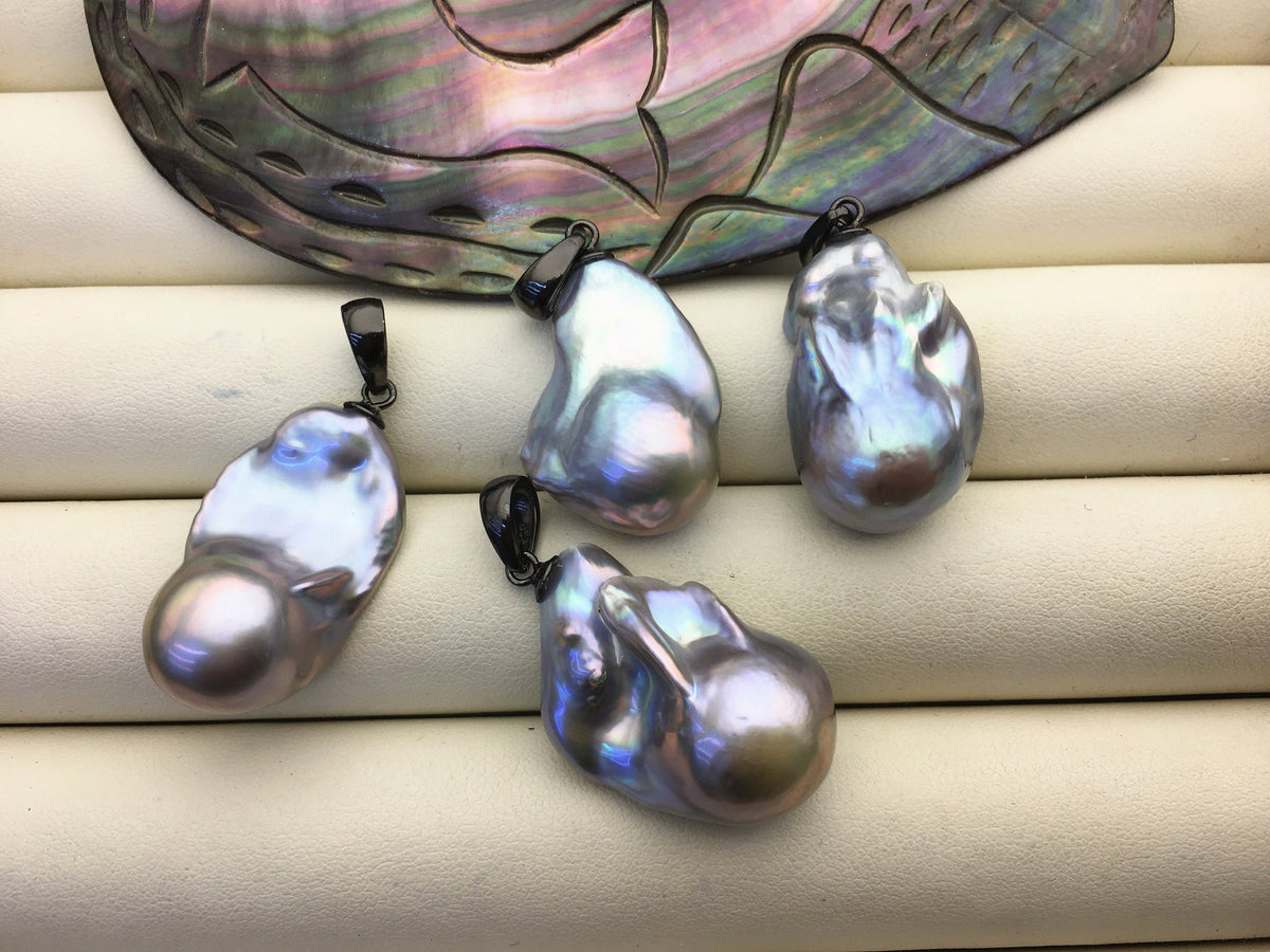 1pc AA+ 13-17mm big gray baroque pearl pendant necklace,S925 Sterling silver pendant,NC1-T31