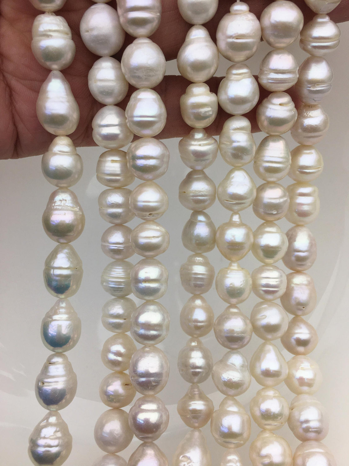 15.5'' AA 9-11mm white drop Edison Freshwater Pearl,ED12-T15