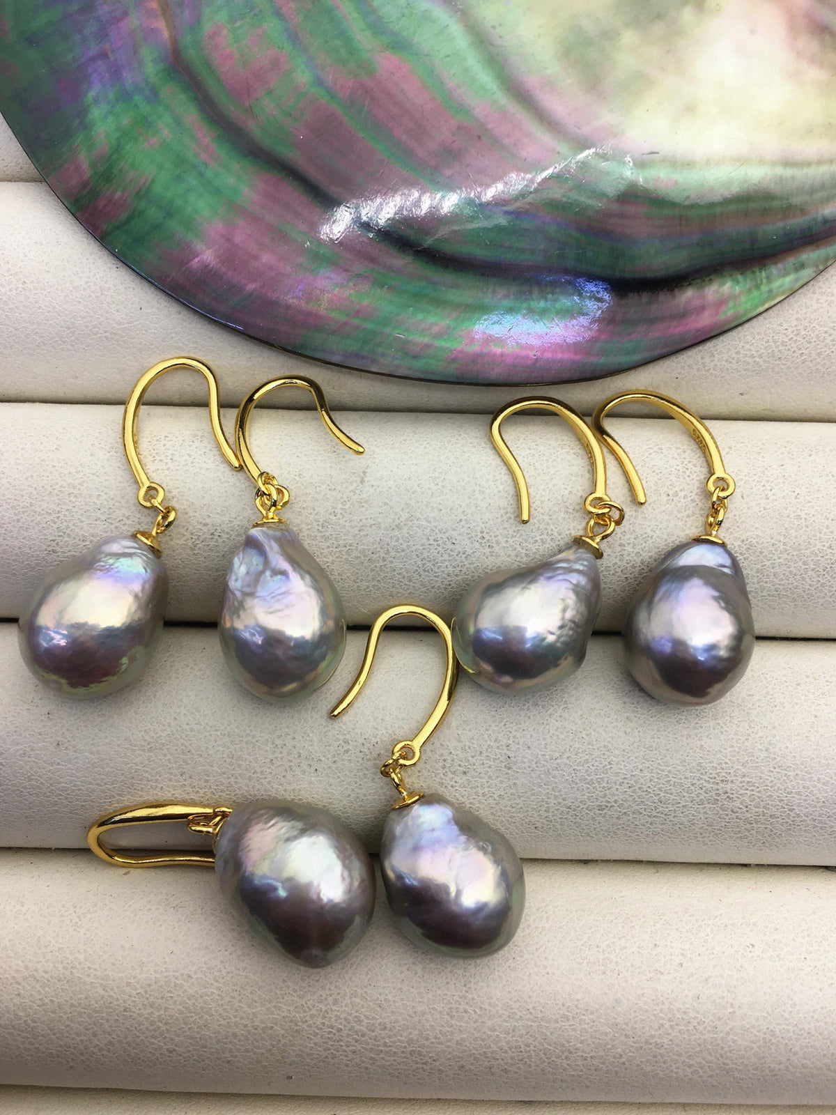 AAA 11-13mm gray bronze rainbow drop edison pearl dangle earrings, yellow gold S925 Sterling Silver earrings, wedding pearl earrings, SE3-T9-33