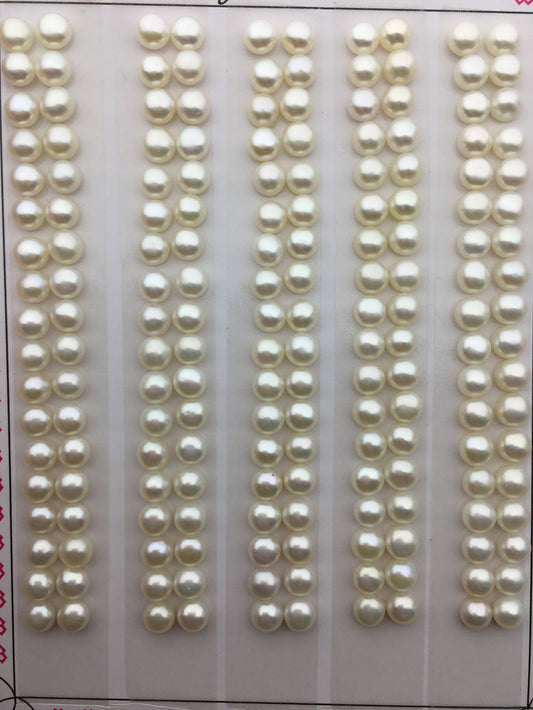 AAA 4.5-5mm Seed White button round pearls pairs, loose pearl beads, pearl earring, pearl stud, pearl earring stud supply, BTN4-4A-1-2