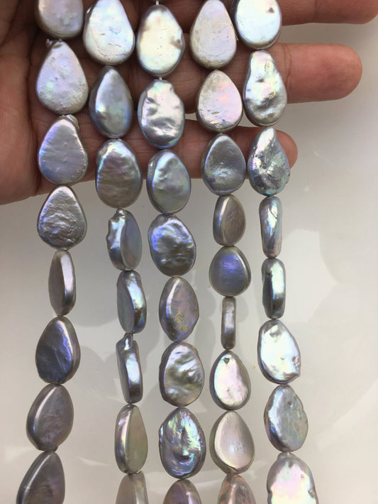 AA 13-14mm Gray Drop Coin freshwater pearls,diy bead,flat round pearl bead,ZS-T49