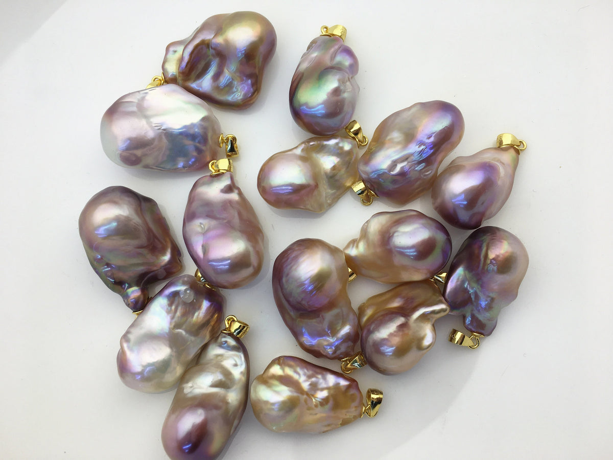 1pc AAA 12-17mm natural purple rainbow baroque pearl pendant necklace, gold plated S925 Sterling silver pendant,NC1-071