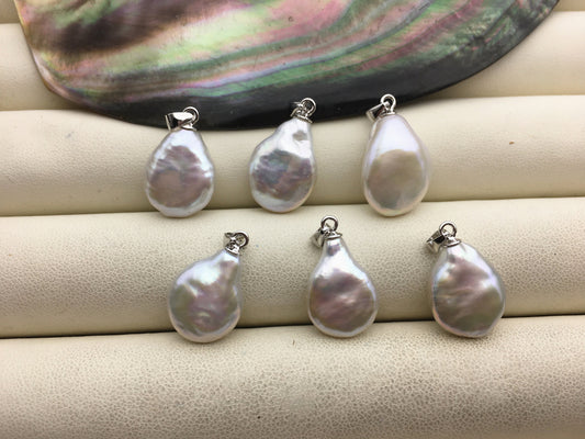 2pcs AAA 11-13mm White Drop Coin pearl pendant,NC1-T43
