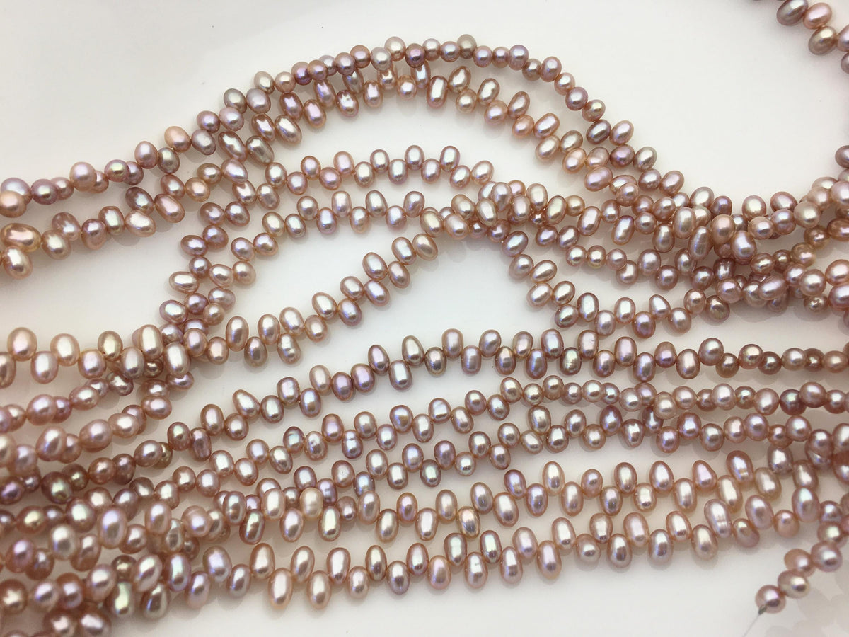 AAA 4-4.5mm purple rice freshwater pearls, Cultured white rice freshwater pearls beads strand, LR4-3A-46