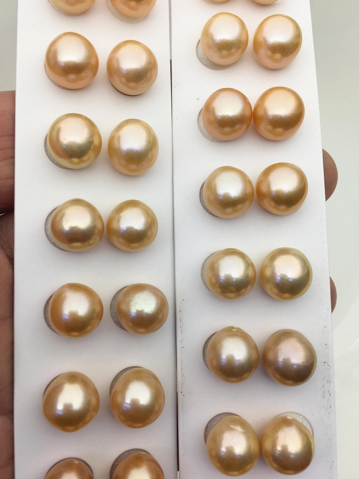 2 pairs AAA 11-12mm orange rice freshwater pearls,half hole,LR11-T7