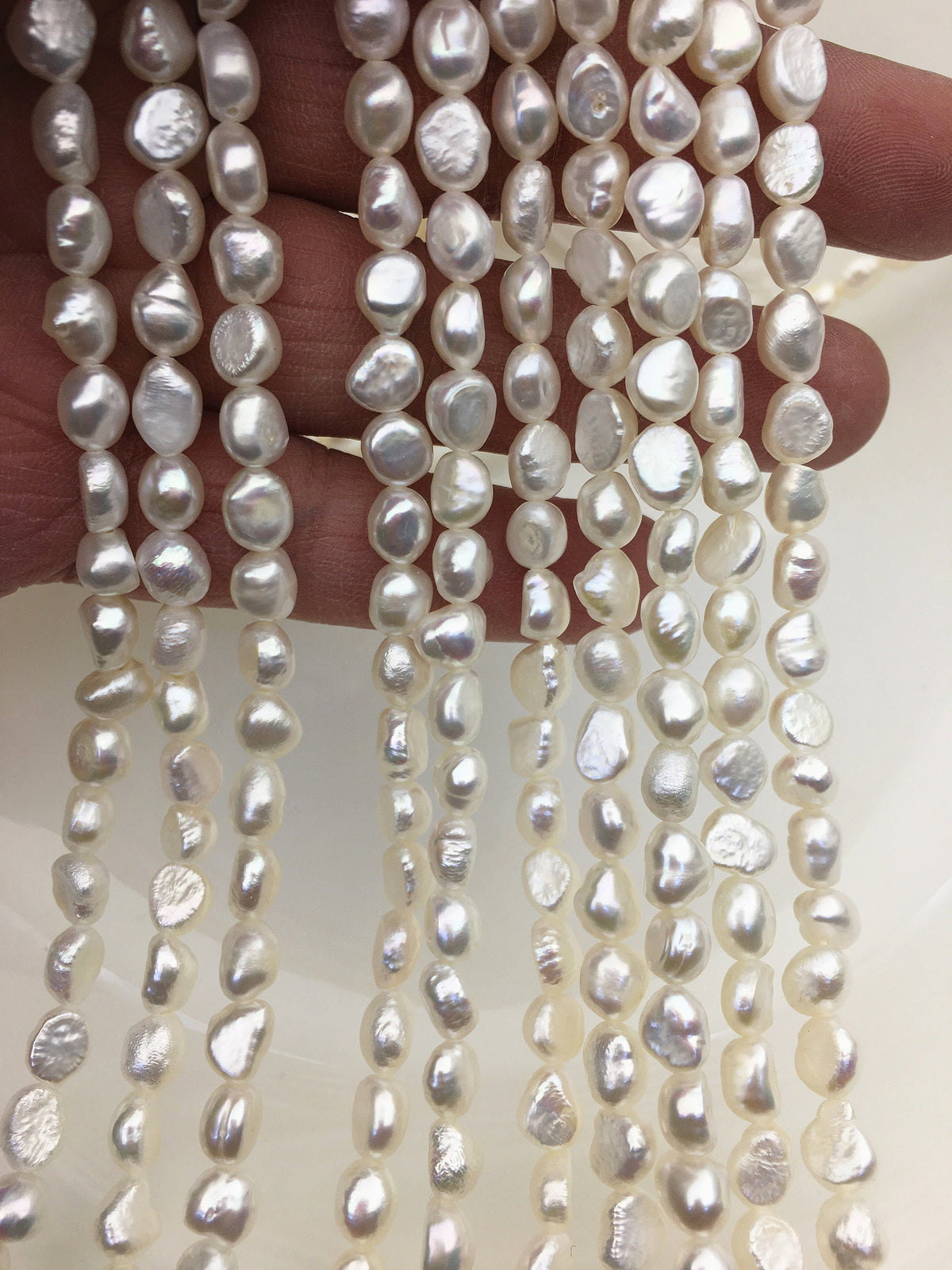 2 Strands AA 6–7mm White Nugget Freshwater Pearls | LM6-2A-5
