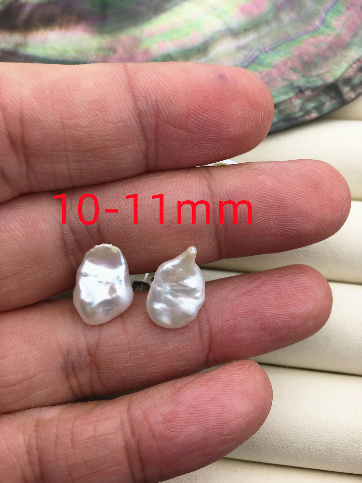 White Keshi Pearl Stud Earrings — SE3-168-1