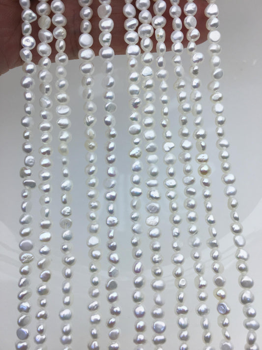 AAA 3-3.5mm Tiny white irregular nugget freshwater pearls,LM3-3A-1