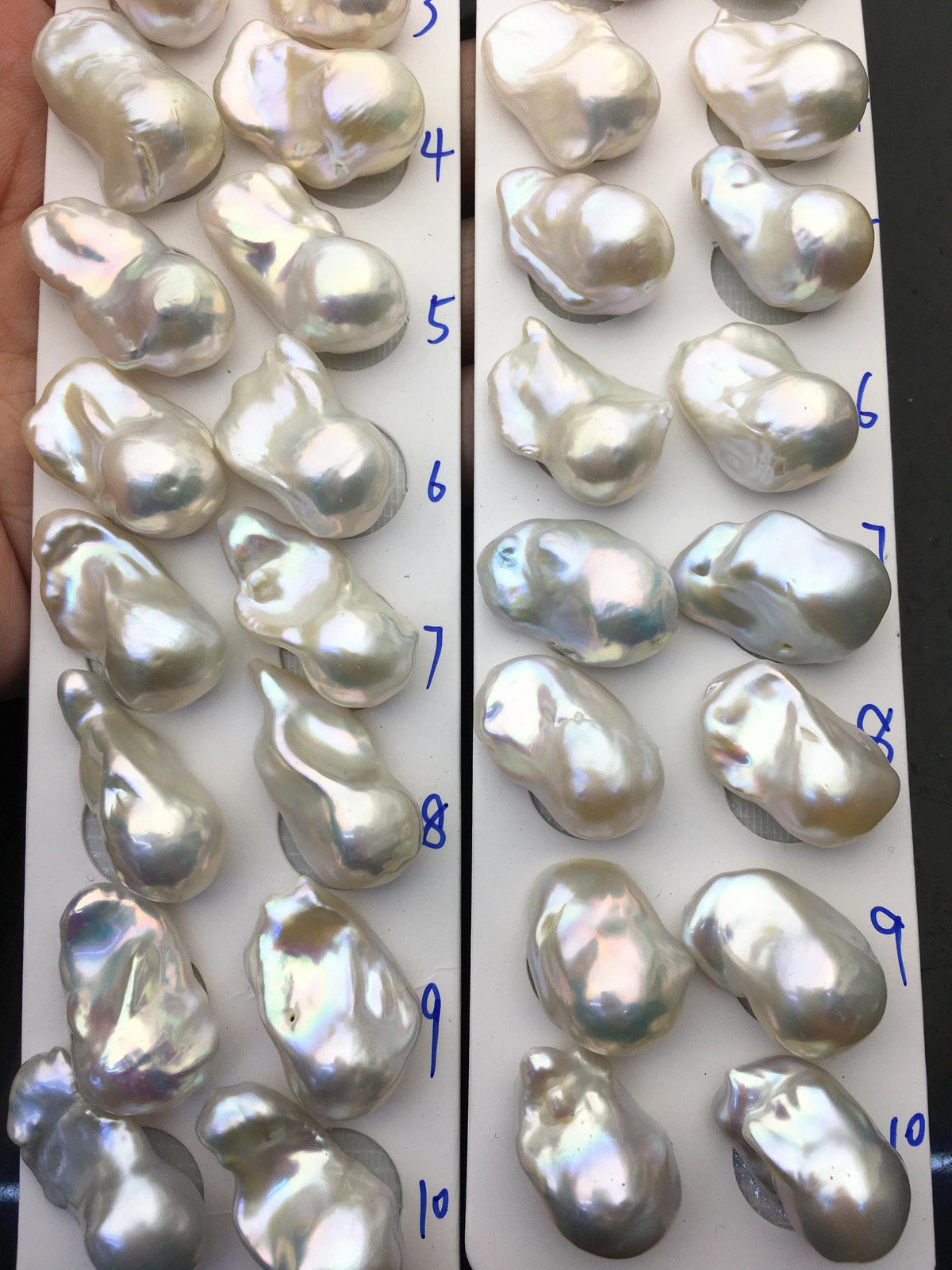 1 pair AAA 14-18x20-28mm White Flameball Pearl Pairs, Baroque Cultured Freshwater Pearl, 0.9mm top half hole, flameball pearls, FL15-3A-8-44