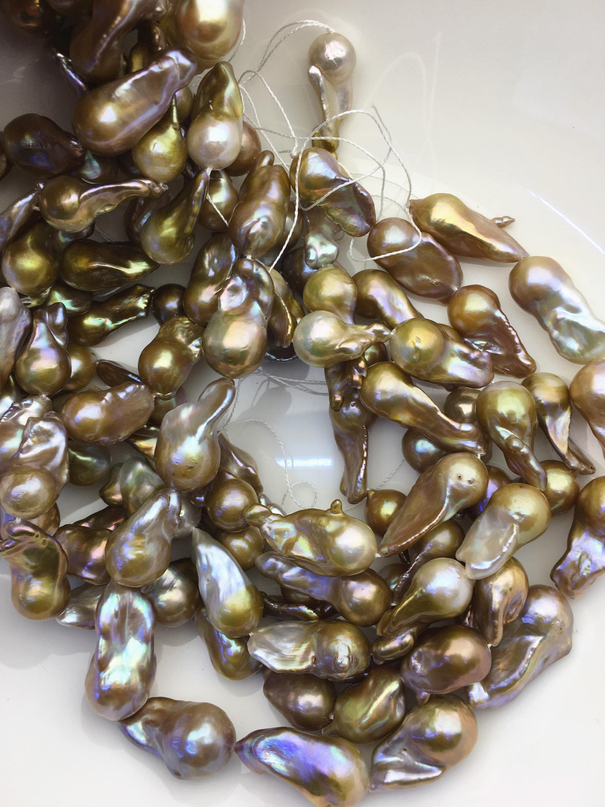15.5'' AAA 11-14mm Natural Bronze Rainbow flame ball pearl,FL15-3A-7-10