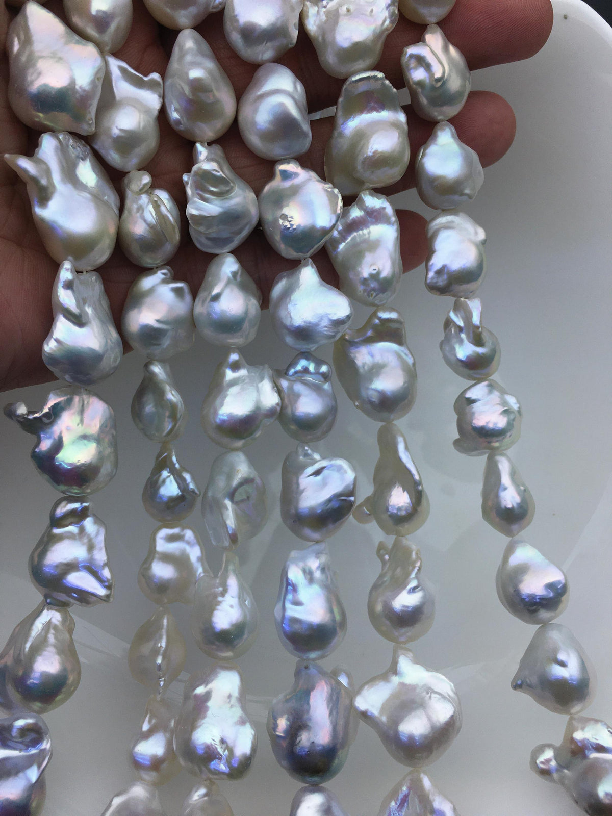 15.5'' AAA 13-18mm white flame ball pearl,FL15-3A-7-1