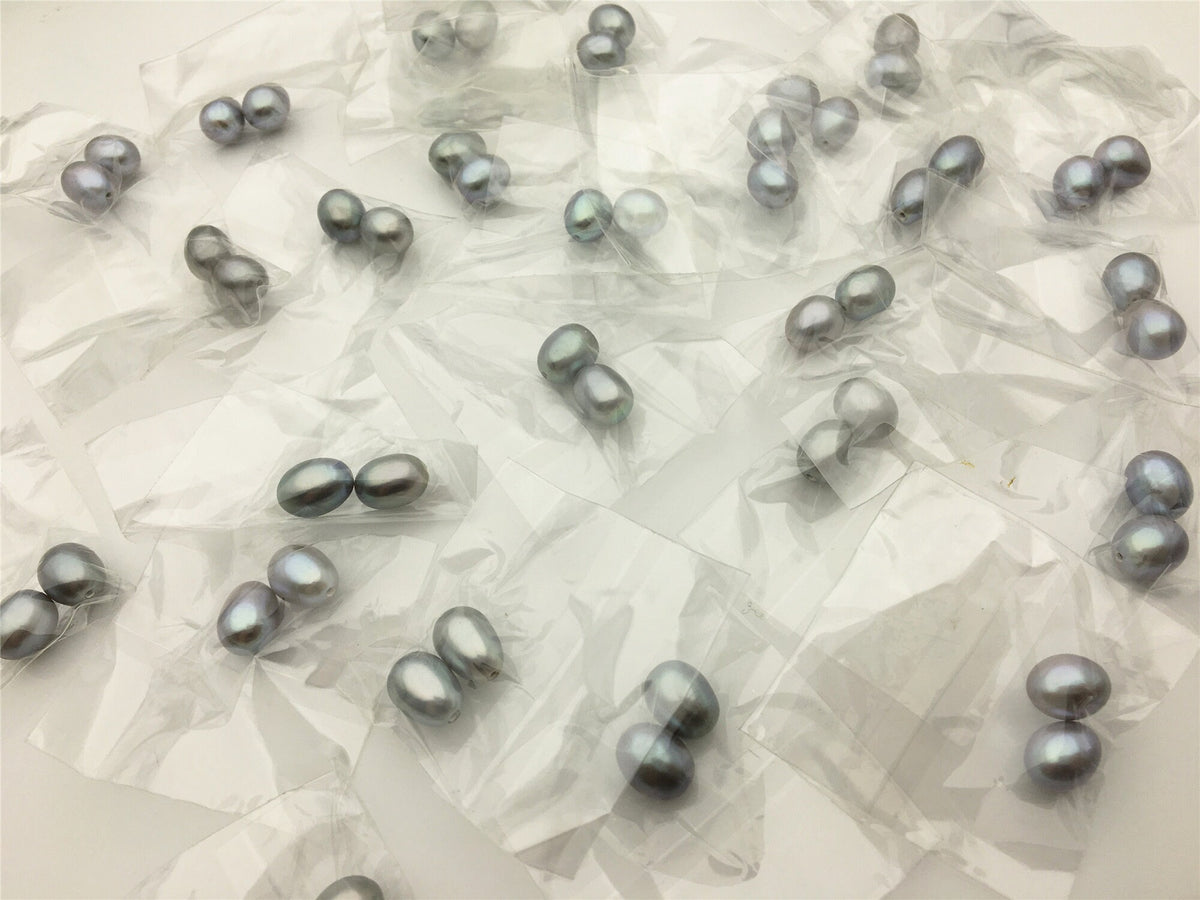 AAA 10mm gray rice freshwater pearls pair, teradrop pearl earrings, tear drop pearl earrings, dangle pearl earrings, LR10-3A-21